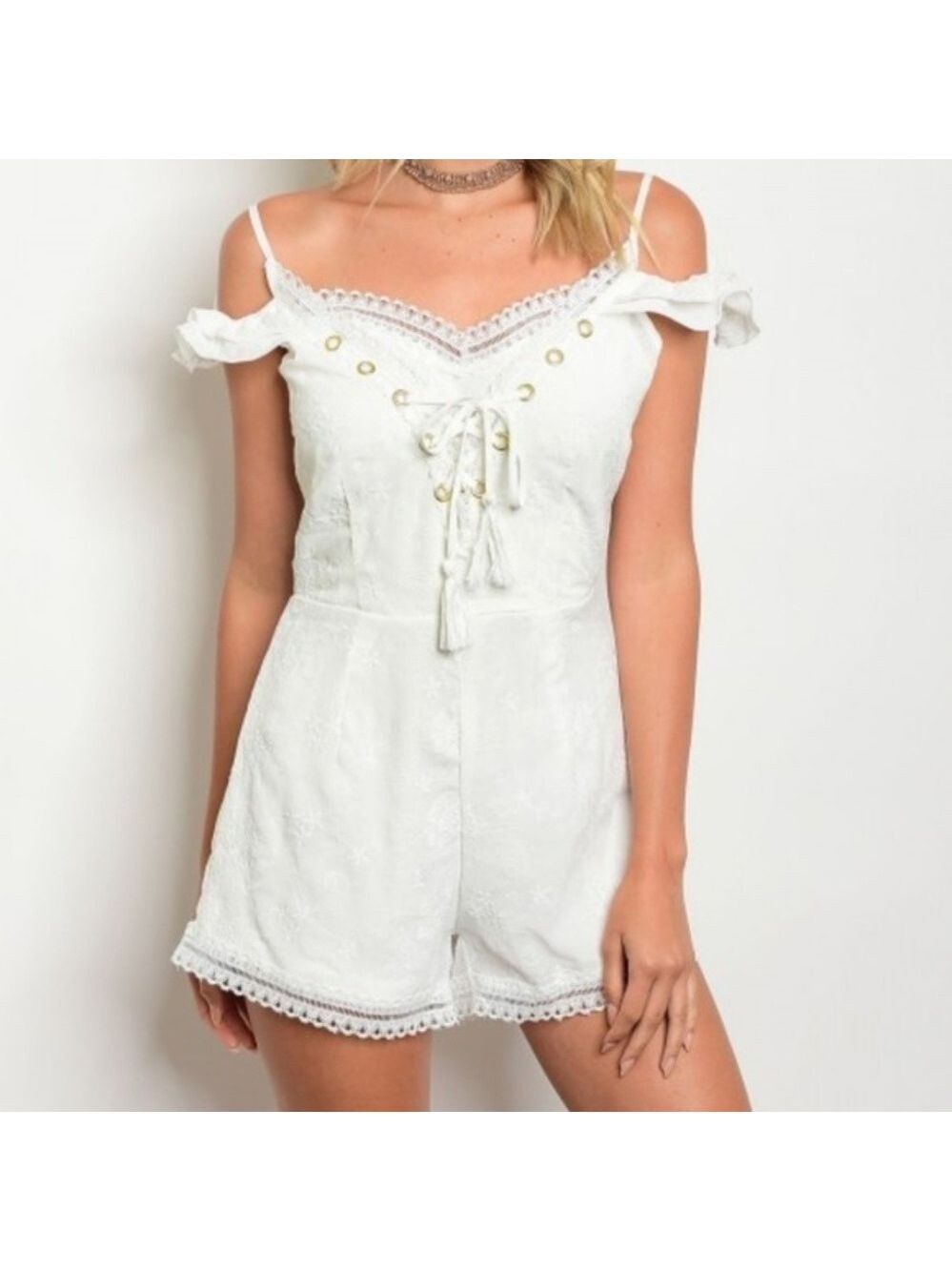 Off White Lace Romper